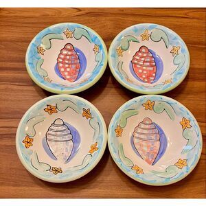Vintage Bella Casa Seashell Bowls: Set of 4 Ceramic Coupe Bowls Each Unique